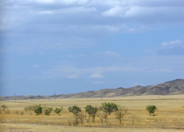 Sonbahar manzara, bozkır Dağları ile. çayır, veld, veldt. otlak, açık, ekilmemiş ülke veya otlak geniş bir açık alan