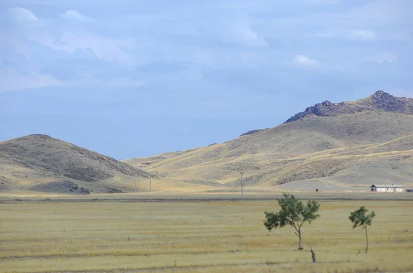 Autumn Landscape Steppe Mountains Prairie Veld Veldt Large Open Area — Stock Photo, Image