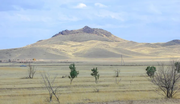 Jesienny Krajobraz Stepowy Góry Prairie Veld Równina Dużą Otwartą Przestrzeń — Zdjęcie stockowe