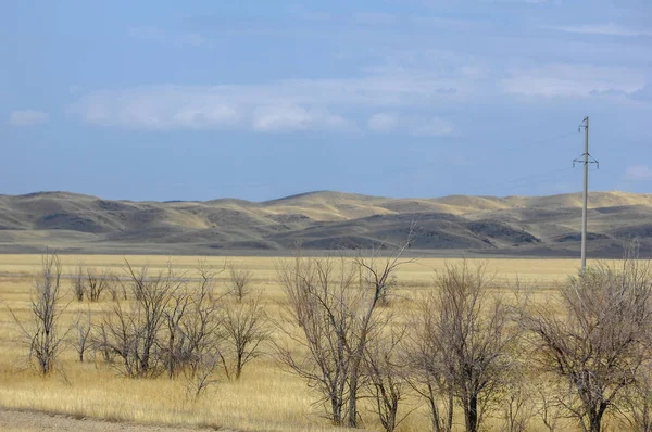 Őszi Táj Hegyek Sztyepp Prairie Veld Veldt Nagy Nyílt Területen — Stock Fotó