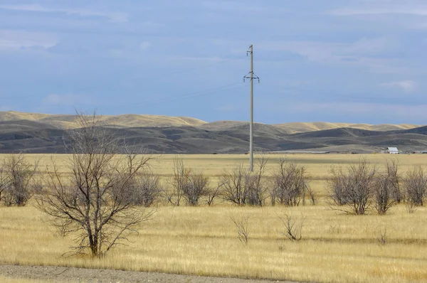 Őszi Táj Hegyek Sztyepp Prairie Veld Veldt Nagy Nyílt Területen — Stock Fotó