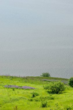Yaz nehir. Yüksek Rock. Mavi gökyüzü. güzel sahne
