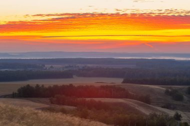 huş ağacı orman manzaralı dağ (gündoğumu gün batımında üzerinden)