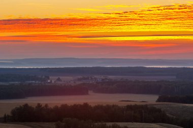 huş ağacı orman manzaralı dağ (gündoğumu gün batımında üzerinden)