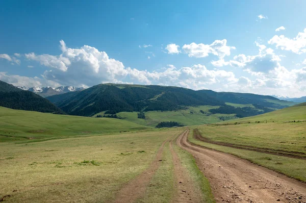 Horská Silnice Hora Hora Kopec Kazachstán Tien Shan Komplet Plošina — Stock fotografie