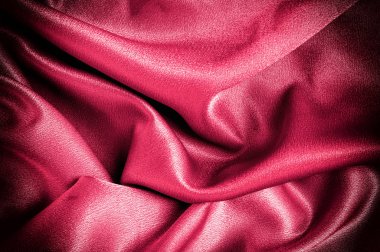 Doku, arka plan. Şablon. İpek kumaş renkli, bu liste için bir zarif ve güzel. İpek Dupioni kumaş kırmızı karışımı. Krep de Chine, taş yıkanmış, düz renk kırmızı kırmızı,