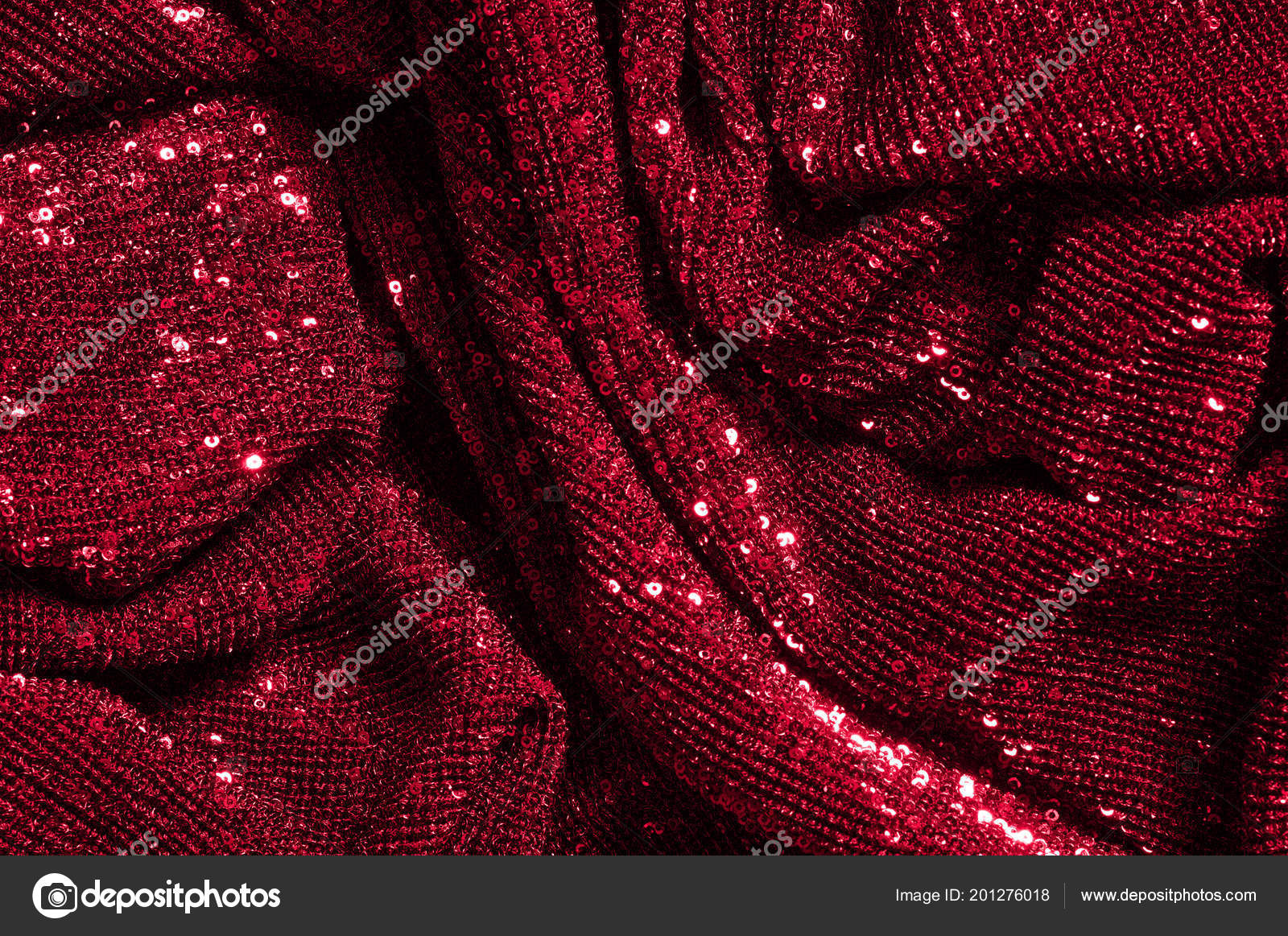 Texture Background Pattern Red Fabric Paillettes Look Neon Red