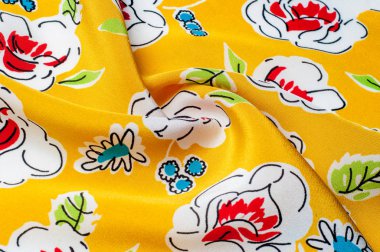 Doku arka plan deseni. çiçek desenli sarı bir arka plan üzerinde. Çiçek süsleme arka plan olarak yararlı Tekstil şablonu. Çiçek Tekstil veya kumaş. Kumaş dokusuna. Kumaş, tekstil, kumaş, dokuma malzeme,.