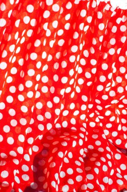 Doku, arka plan, desen. Bayan elbise modelleri. Pamuk Kumaş bezelye ile kırmızı