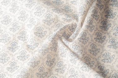 Doku arka plan deseni. Pamuk bez gri değil. İzole beyaz zemin üzerine yeşil ve gri çiçekler düz tasarımı. Çiçek deseni.