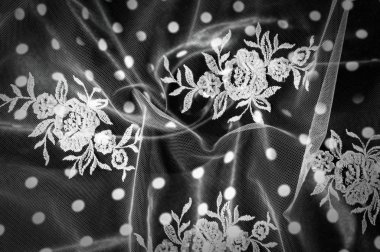 Doku, arka plan, desen. Dantelli beyaz kumaş. Çiçek dantel kumaştan yapılmış. Pembe ipek kumaş. tebrik kartı. Masaüstü duvar kağıdı. Tasarımcı için ekran koruyucu zemin