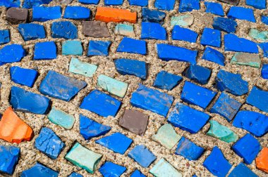 Doku, arka plan, desen. Portre fotoğraf çok renkli mozaik taş. Yapı tasarım dekor. Yüzme Havuzu duvar ve zemin kaplama