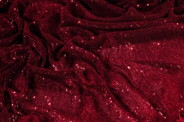 Doku, arka plan, desen, ile kırmızı kumaş. Bu kırmızı neon payetler bak. Yuvarlak neon pembe temiz mor bir ızgara üzerinde yanardöner glitter örtüşen glitter parıldıyor.
