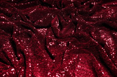 Doku, arka plan, desen, ile kırmızı kumaş. Bu kırmızı neon payetler bak. Yuvarlak neon pembe temiz mor bir ızgara üzerinde yanardöner glitter örtüşen glitter parıldıyor.