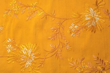 Doku arka plan deseni. Brown ile yoğun ipek kumaş işlemeli.  