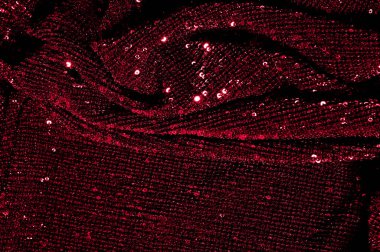 Doku, arka plan, desen, ile kırmızı kumaş. Bu kırmızı neon payetler bak. Yuvarlak neon pembe temiz mor bir ızgara üzerinde yanardöner glitter örtüşen glitter parıldıyor.
