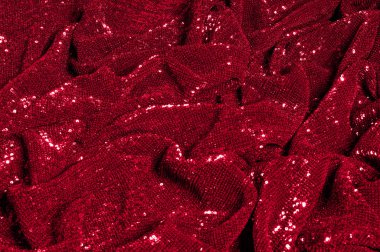 Doku, arka plan, desen, ile kırmızı kumaş. Bu kırmızı neon payetler bak. Yuvarlak neon pembe temiz mor bir ızgara üzerinde yanardöner glitter örtüşen glitter parıldıyor.