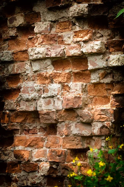 Texture Background Pattern Picturesque Old Ruined Brick Wall — Stock Photo, Image