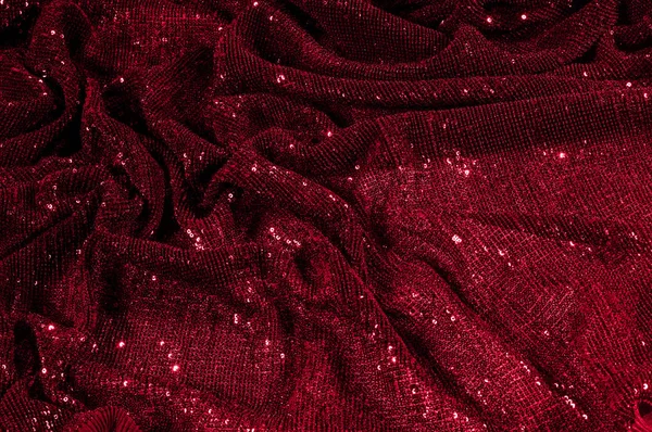 Doku, arka plan, desen, ile kırmızı kumaş. Bu kırmızı neon payetler bak. Yuvarlak neon pembe temiz mor bir ızgara üzerinde yanardöner glitter örtüşen glitter parıldıyor.