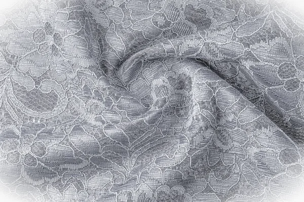 Doku Arka Plan Resim Siyah Beyaz Kumaş Çiçek Desenli Siyah — Stok fotoğraf