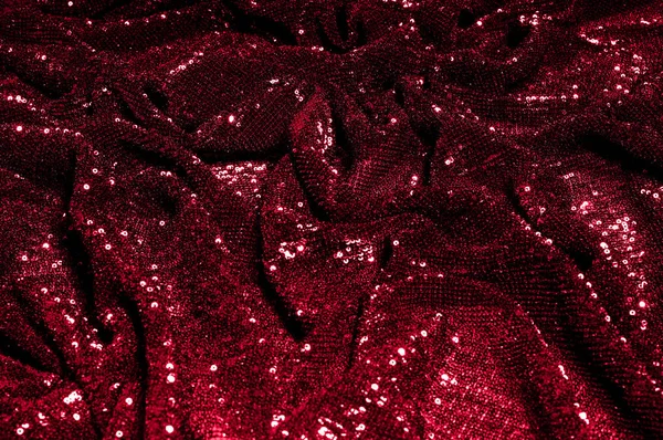 Doku, arka plan, desen, ile kırmızı kumaş. Bu kırmızı neon payetler bak. Yuvarlak neon pembe temiz mor bir ızgara üzerinde yanardöner glitter örtüşen glitter parıldıyor.