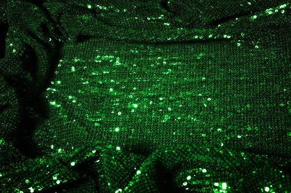 Tekstury Tła Wzór Zielony Tkaniny Paillettes Złożyć Oświadczenie Cekinami Które — Zdjęcie stockowe