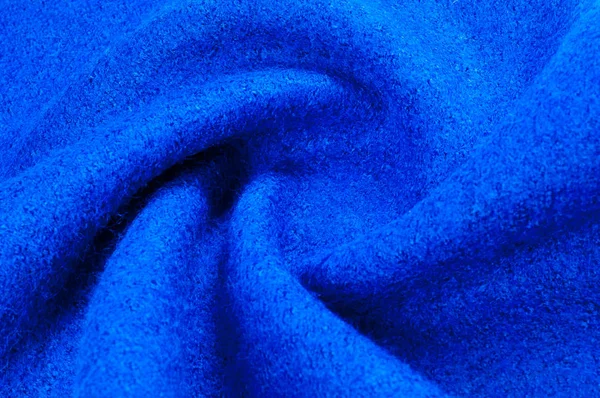 Arka Plan Doku Desen Yün Mavi Kumaş Lüks Kumaş Elinde — Stok fotoğraf