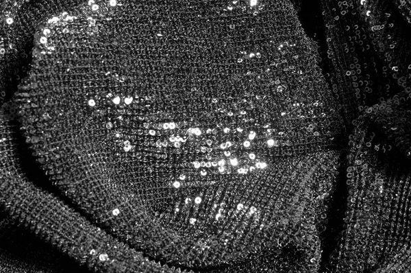 İle siyah kumaş yapmak bu siyah bebek Sequined gücü sürekli mesh kalıntılarının kaplama dairesel pırıltılar yoğun bir düzenleme tüm kaplama için ilk göz kamaştırıcı bir