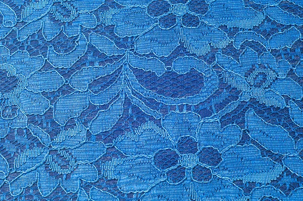 Tekstura Tło Obrazu Niebieski Jedwabiu Koronki Wstążki Ozdobne Koronki Podwójne — Zdjęcie stockowe