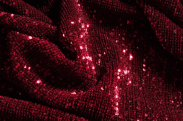 Doku, arka plan, desen, ile kırmızı kumaş. Bu kırmızı neon payetler bak. Yuvarlak neon pembe temiz mor bir ızgara üzerinde yanardöner glitter örtüşen glitter parıldıyor.