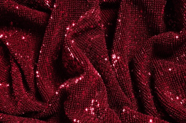 Doku, arka plan, desen, ile kırmızı kumaş. Bu kırmızı neon payetler bak. Yuvarlak neon pembe temiz mor bir ızgara üzerinde yanardöner glitter örtüşen glitter parıldıyor.