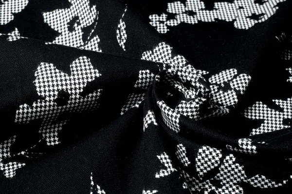 Textur Hintergrundmuster Stoff Baumwolle Schwarz Weißen Tönen Abstrakte Modische Einfarbige — Stockfoto