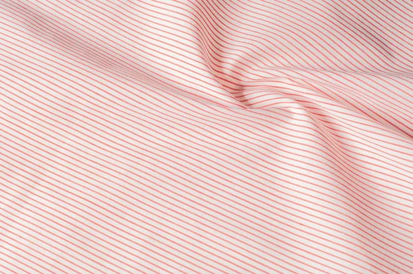 Pola Latar Belakang Tekstur Kain Kapas Putih Bergaris Garis Merah — Stok Foto