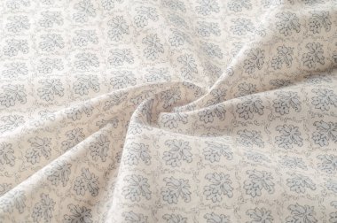 Doku arka plan deseni. Pamuk bez gri değil. İzole beyaz zemin üzerine yeşil ve gri çiçekler düz tasarımı. Çiçek deseni.