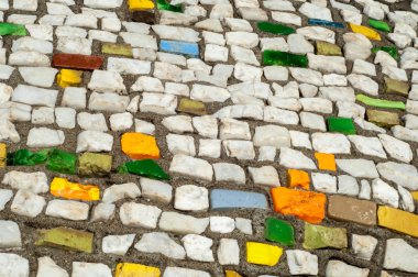 Doku, arka plan, desen. Portre fotoğraf çok renkli mozaik taş. Yapı tasarım dekor. Yüzme Havuzu duvar ve zemin kaplama