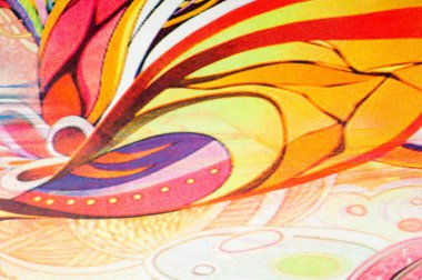 Kumaş renkleri soyutlama, sarı, mavi, mavi, kırmızı çizgiler bir deseni ile. Fotoğraf stüdyosu