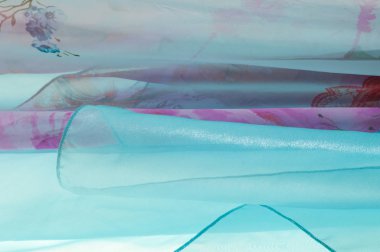 Mavi şeffaf kumaş. doku. Stüdyo fotoğrafı