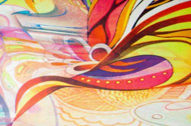 Kumaş renkleri soyutlama, sarı, mavi, mavi, kırmızı çizgiler bir deseni ile. Fotoğraf stüdyosu