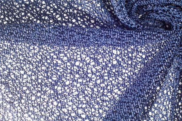 Textura Pozadí Vzor Krajkové Tkaniny Modrá Barva Jednoduché Elegantní Krajky — Stock fotografie