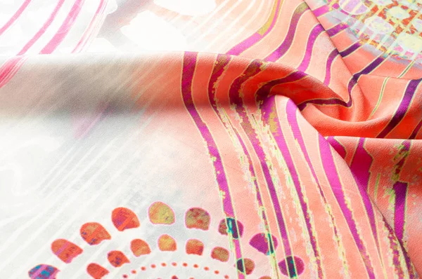 Текстура Фонового Изображения Шелковая Ткань Абстрактным Рисунком Цветная Шелковая Ткань — стоковое фото