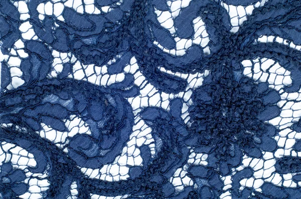 Textura Fondo Patrón Tela Encaje Color Azul Esta Hermosa Tela — Foto de Stock