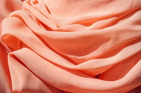 Textura Pozadí Vzor Šaty Světle Oranžové Barvy Hedvábné Plesové Šaty — Stock fotografie