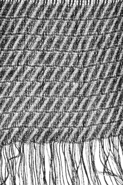 女式围巾 条纹面料黑色白线交织 — 图库照片