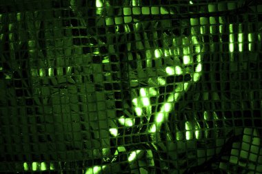 doku, arka plan, desen. Büyük yeşilden bir kumaş. Dikkat çekmek için hazır büyük sparkles bu çok renkli yağ lekeleri ile keskin bir göz oluşturmak.