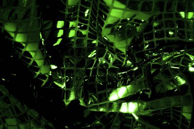 doku, arka plan, desen. Büyük yeşilden bir kumaş. Dikkat çekmek için hazır büyük sparkles bu çok renkli yağ lekeleri ile keskin bir göz oluşturmak.