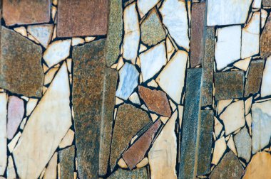 Doku, arka plan, desen. Eski havuzun astar. Granit döşeme mozaiği içinde. Granit Mermer desenli arka plan doku mermer soyut tasarım kapalı doğal açık