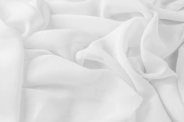 Doku Arka Plan Desen Beyaz Renk Soyut Kıvrımlar Ipek Kumaş — Stok fotoğraf