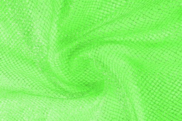 一种绿色的银网织物 带有编织金属线 享受这迷人的金属花网的眼睛 明亮和漂亮的清洁 这个醋酸网将告诉大家 — 图库照片
