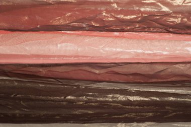 Pembe kahverengi şeffaf kumaş. doku. bornoz. Stüdyo fotoğrafı