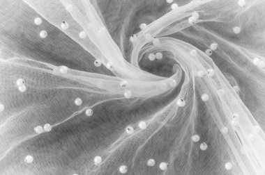 Beyaz yarı saydam kumaş ile boncuk işlemeli. Bu boyutlu üç boyutlu çiçek işlemeli tül boncuk ve pul ile senin olabilir!